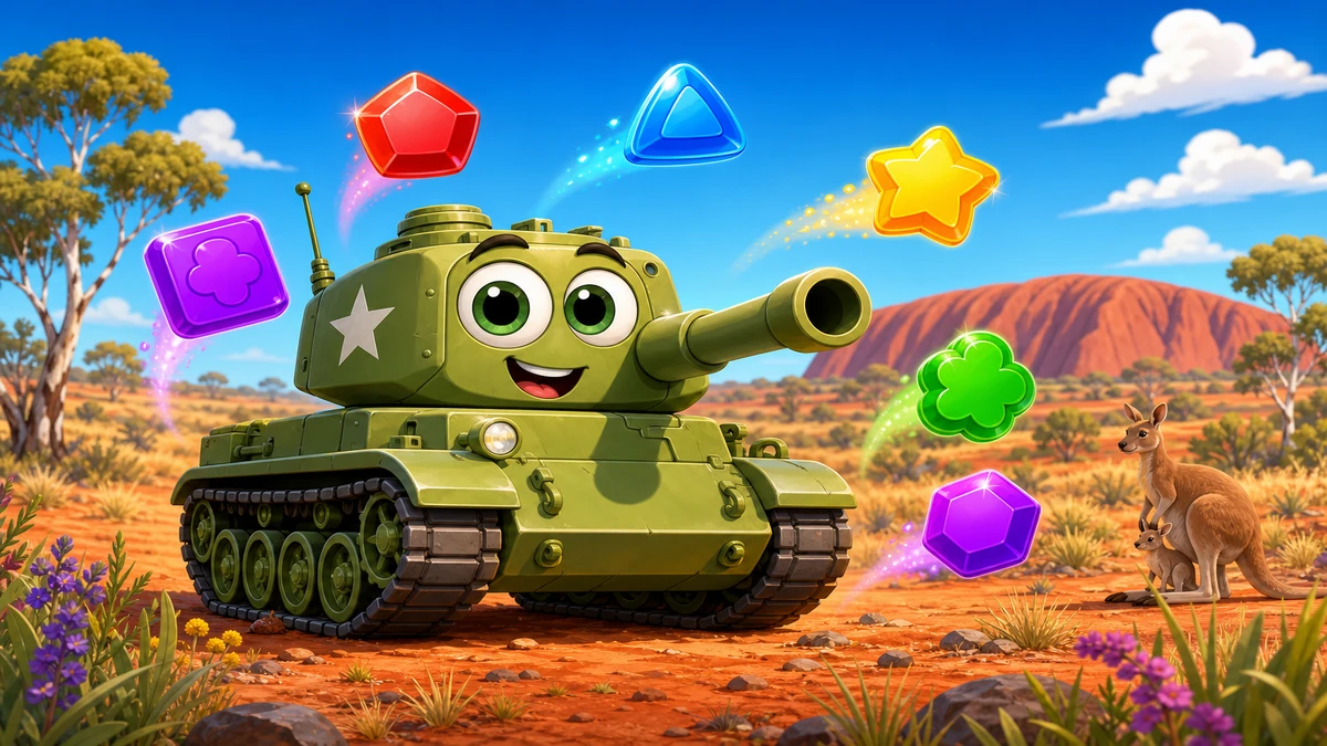Cartoon tanks on a tech battlefield